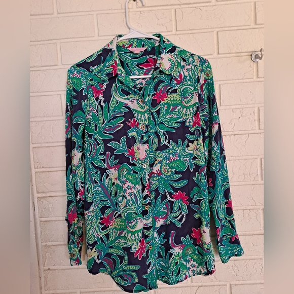 VTG Lily Pulitzer Silk long sleeve button up blouse - Picture 5 of 10